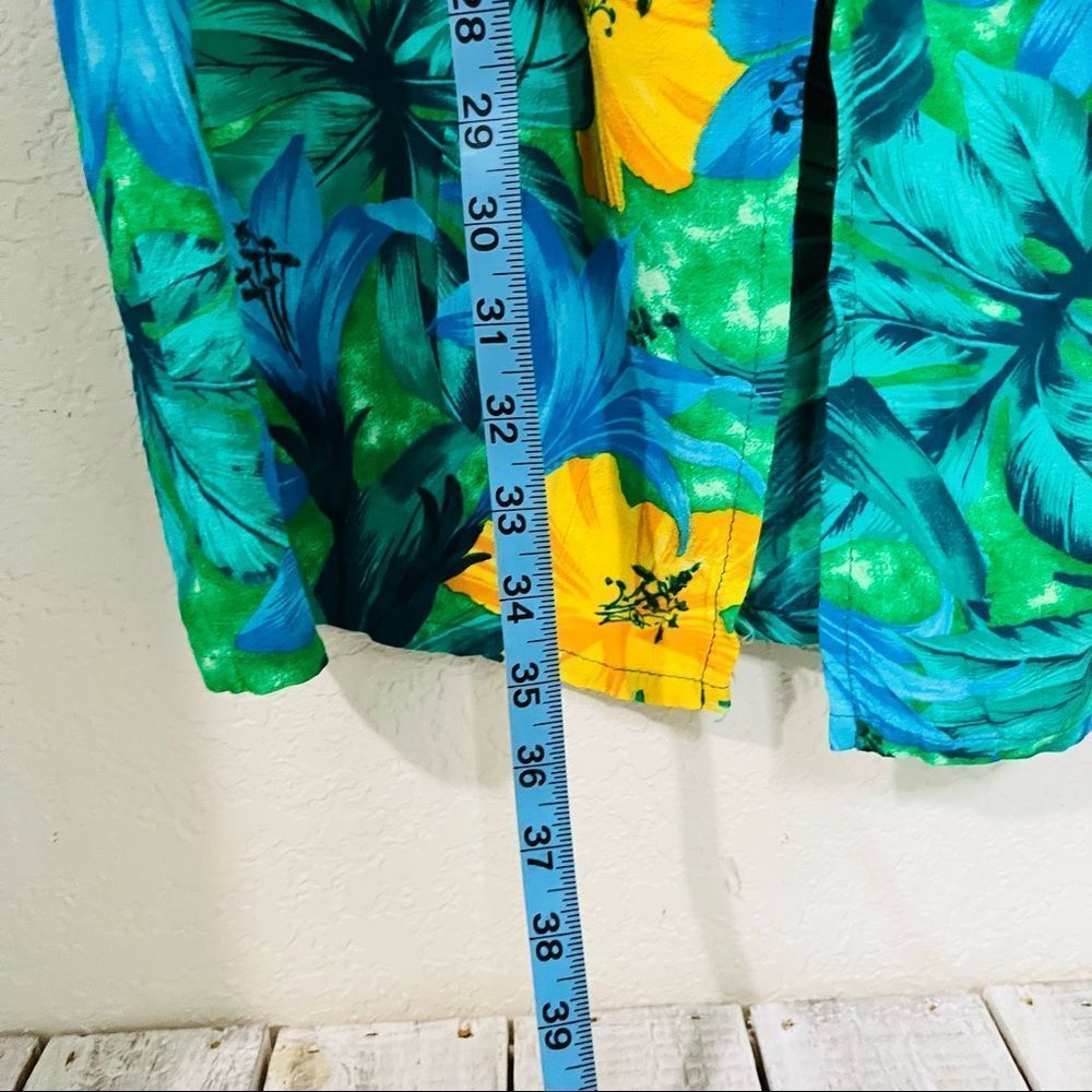 Vtg 70s SA DESIGNS HAWAIIAN FLORAL MAXI SKIRT GREEN YELLOW BLUE USA MADE RAYON - Picture 4 of 9